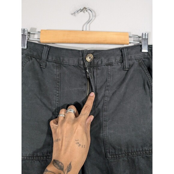 Aerie Shorts Women Size S Charcoal High Rise Linen Blend Raw Hem Boho - Picture 3 of 7